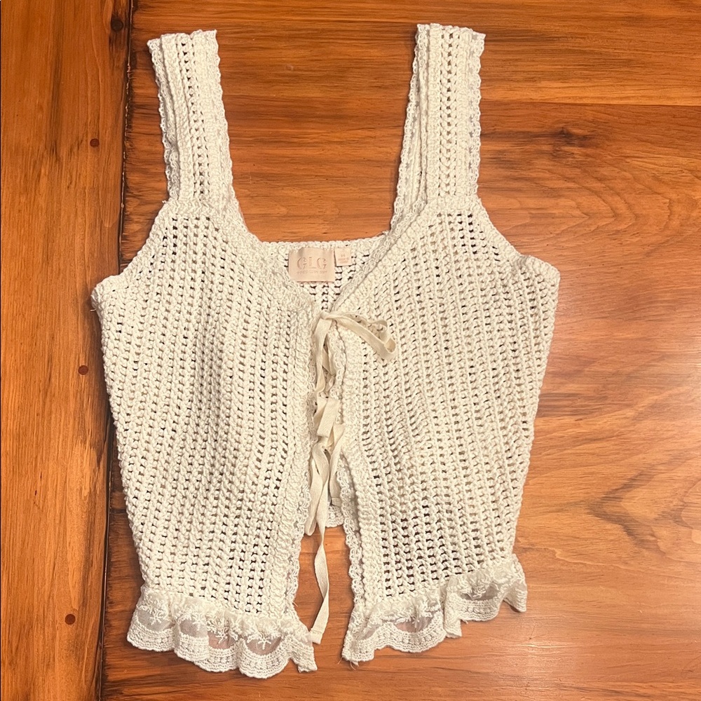 Good Luck Gem White Crochet Blouse